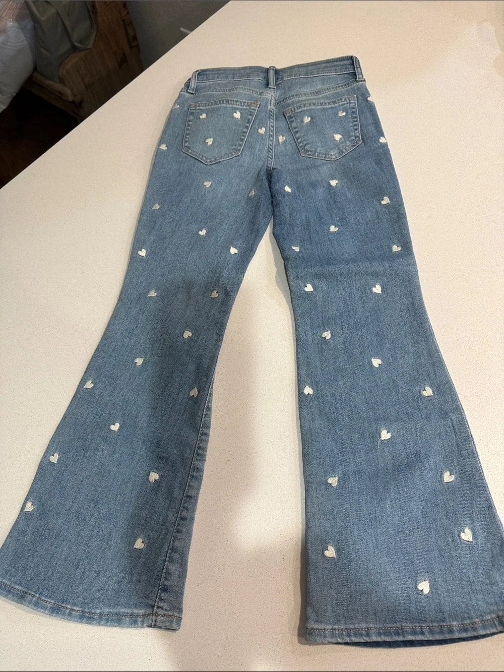 GAP Blue Flared Girls Jeans with White Heart Accents